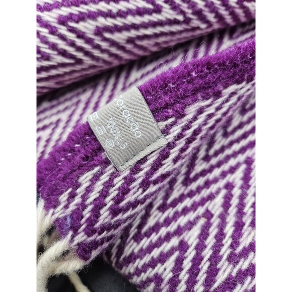 Chi Coracao Wool Oversize Scarf Purple Zig Zag 66" × 23" Portugal - Picture 3 of 5